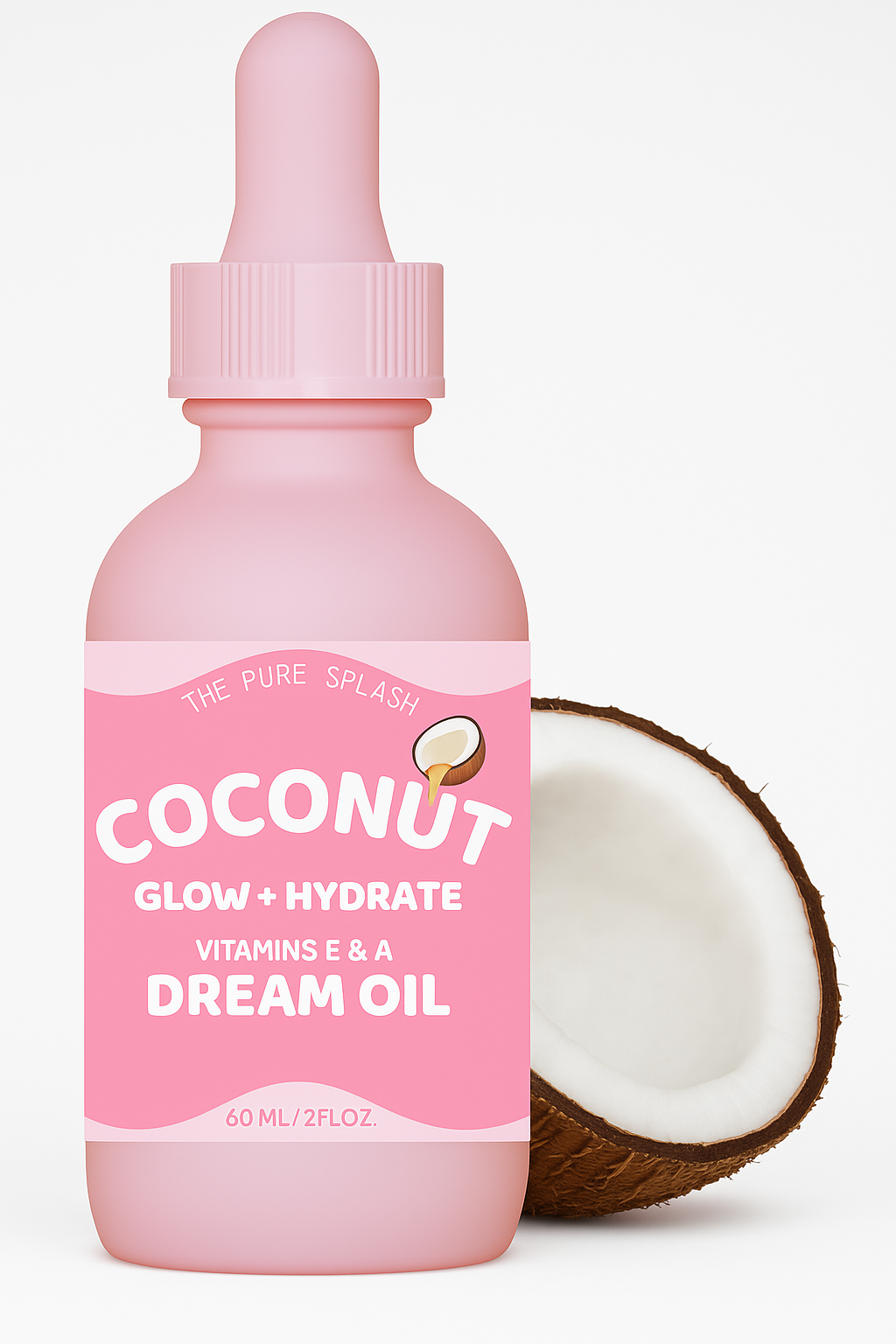 Coconut Dream Oil – Glow + Hydrate Face & Body Oil with Vitamins E & A – Lightweight, Non-Greasy Daily Moisturizer – 100% Natural, 2 fl oz