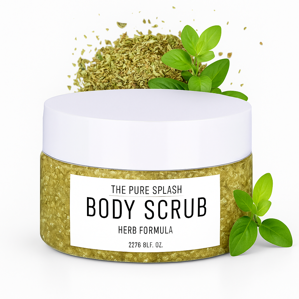 Herbal Body Scrub – Natural Exfoliating Scrub with Chamomile, Flax Seeds, Oat & Almond Oil | Deep Cleansing & Hydration | Smooths & Nourishes Skin | 8oz