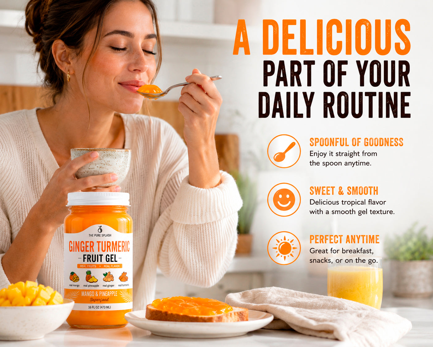 Ginger Turmeric Fruit Gel Mango Pineapple Fruit Spread Made in USA
