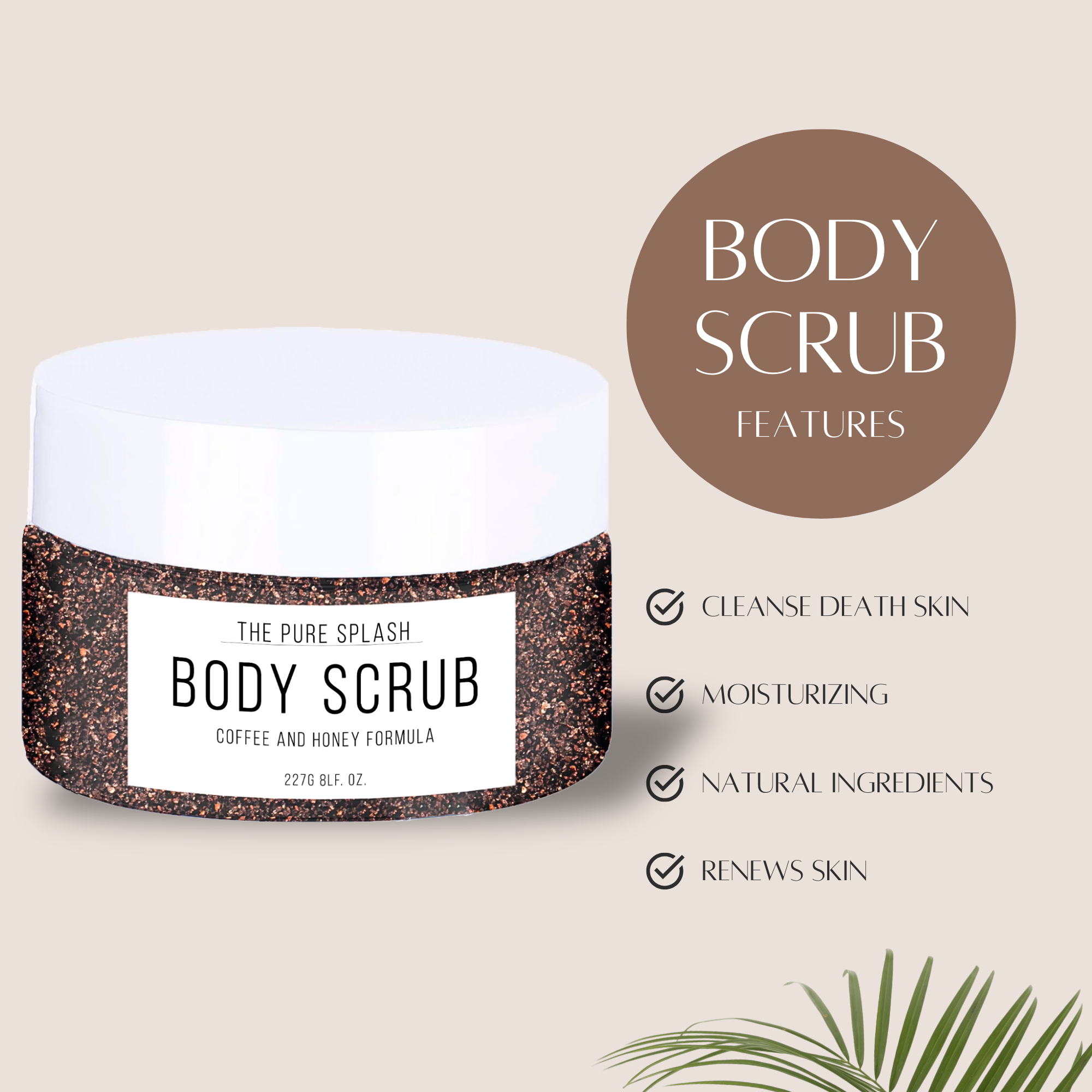 Coffee Body Scrub – Exfoliating & Moisturizing with Natural Ingredients – Sugar, Coffee, Almond Oil & Honey – Deep Cleansing & Hydration for Smooth, Radiant Skin – 8oz