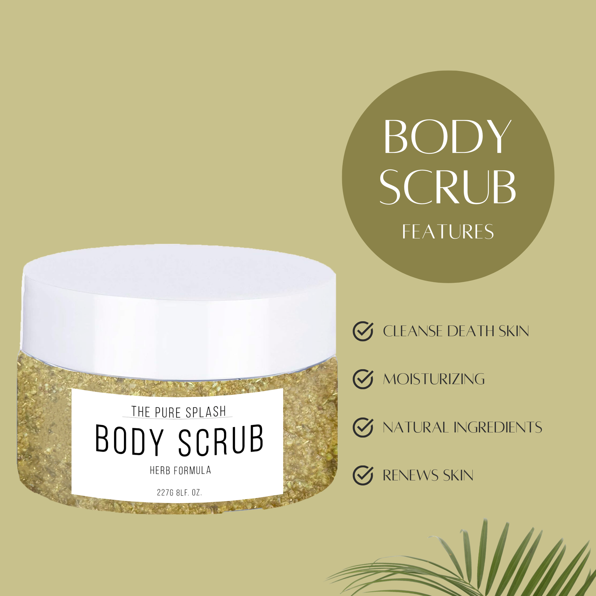 Herbal Body Scrub – Natural Exfoliating Scrub with Chamomile, Flax Seeds, Oat & Almond Oil | Deep Cleansing & Hydration | Smooths & Nourishes Skin | 8oz