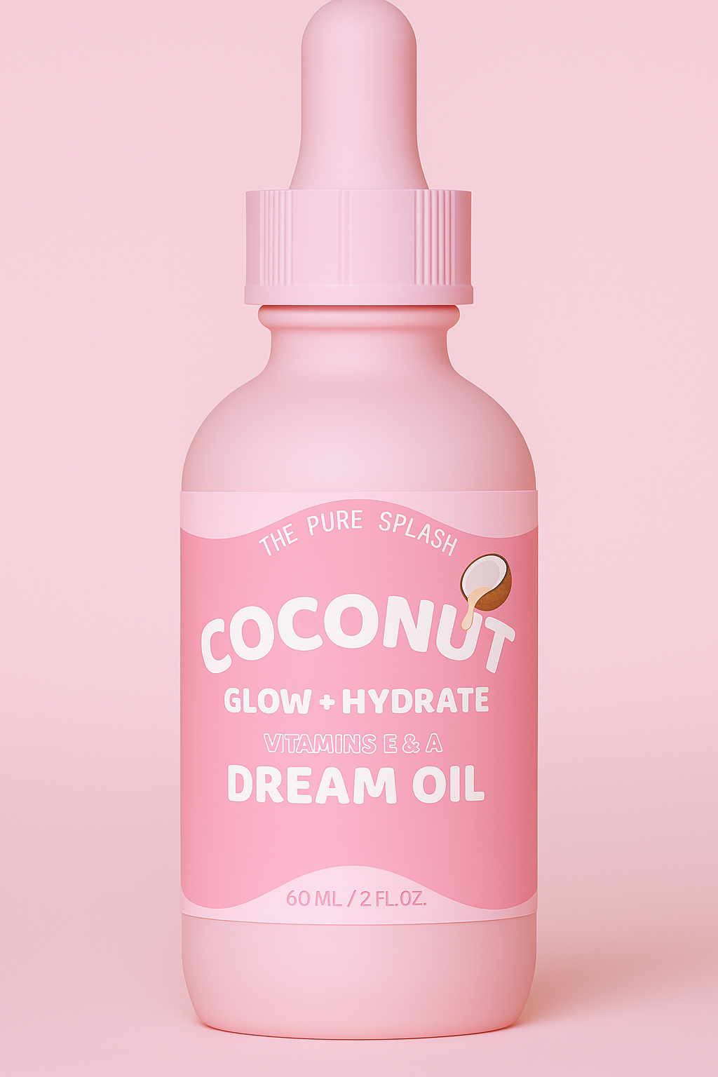 Coconut Dream Oil – Glow + Hydrate Face & Body Oil with Vitamins E & A – Lightweight, Non-Greasy Daily Moisturizer – 100% Natural, 2 fl oz