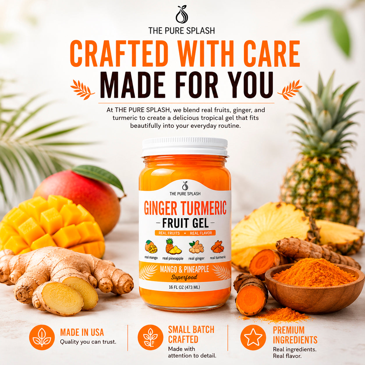 Ginger Turmeric Fruit Gel Mango Pineapple Fruit Spread Made in USA