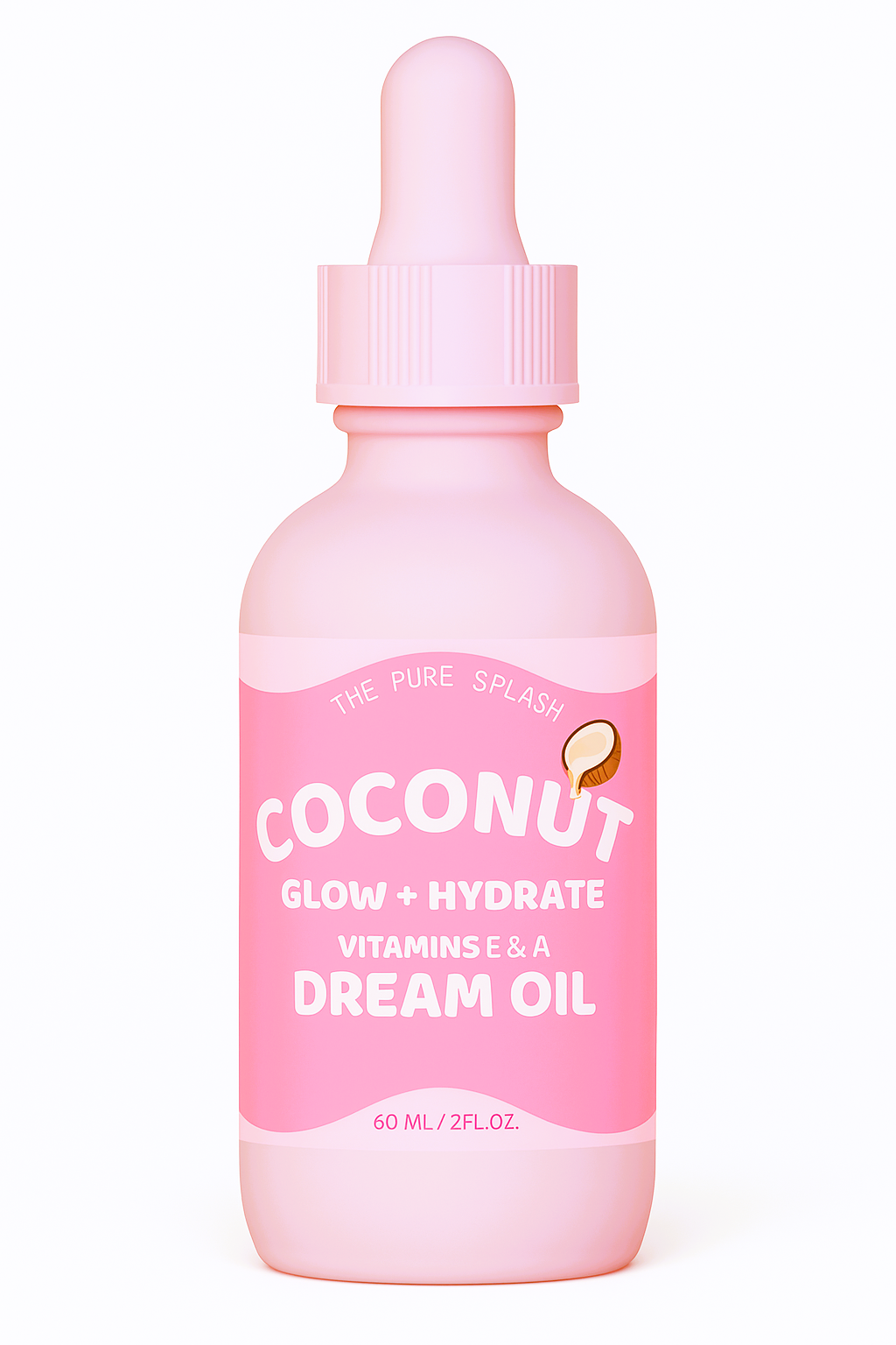 Coconut Dream Oil – Glow + Hydrate Face & Body Oil with Vitamins E & A – Lightweight, Non-Greasy Daily Moisturizer – 100% Natural, 2 fl oz