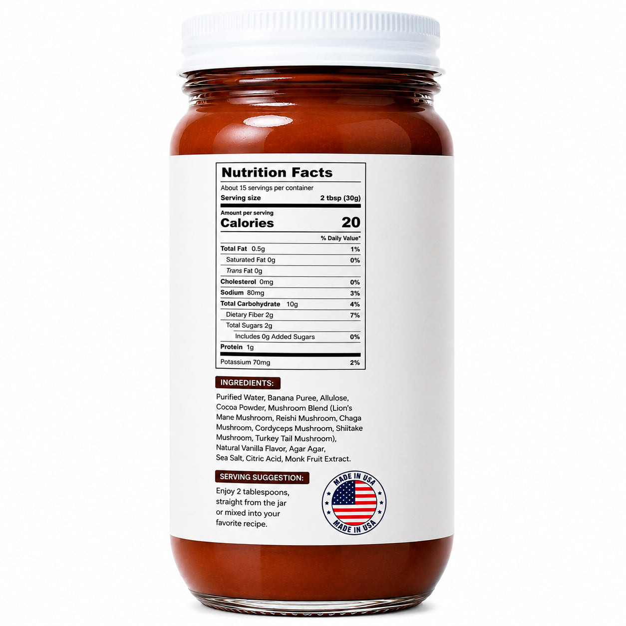 Chocolate Vanilla 6 Mushroom Blend Superfood Spread | Lion's Mane Reishi 16 oz