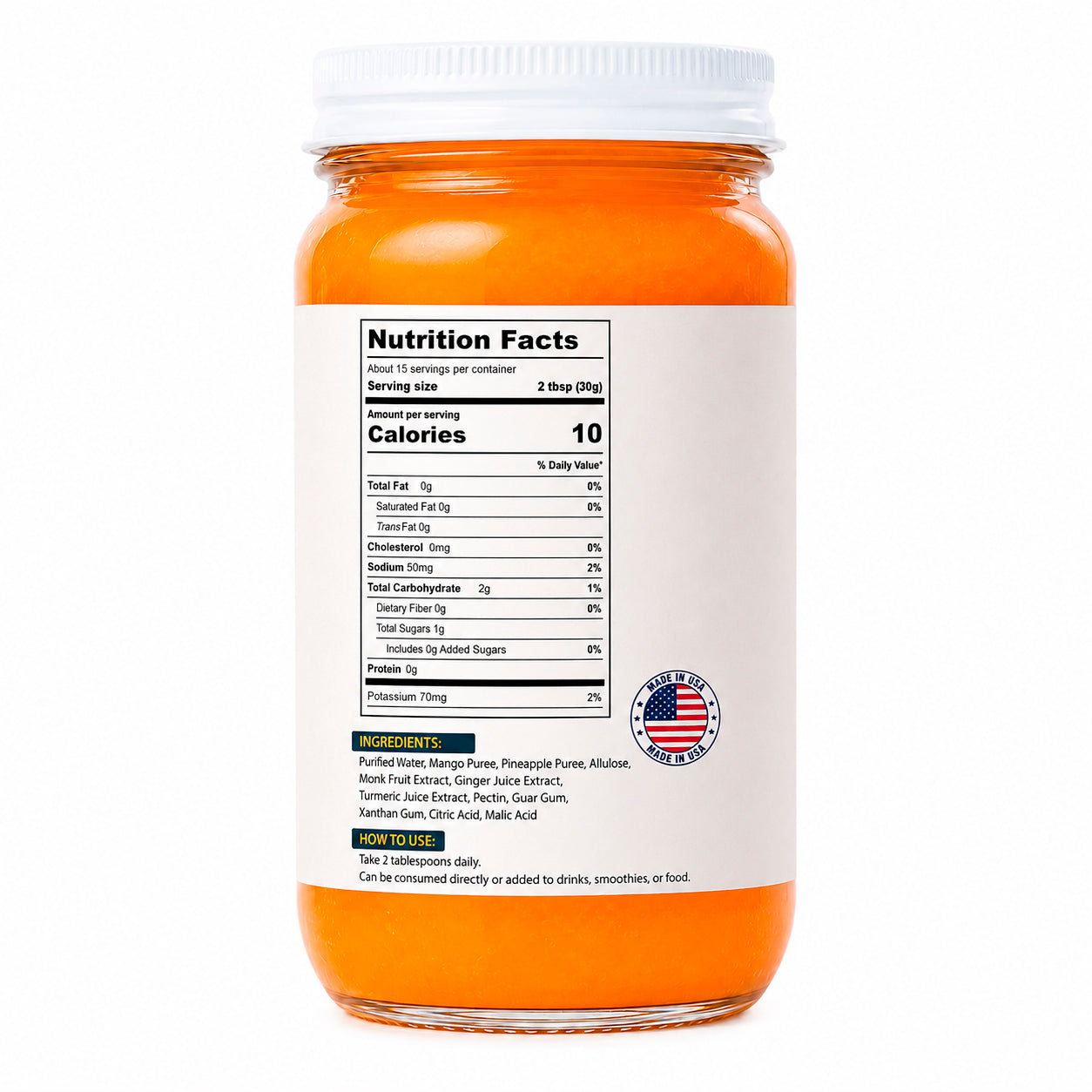 Ginger Turmeric Fruit Gel Mango Pineapple Fruit Spread Made in USA