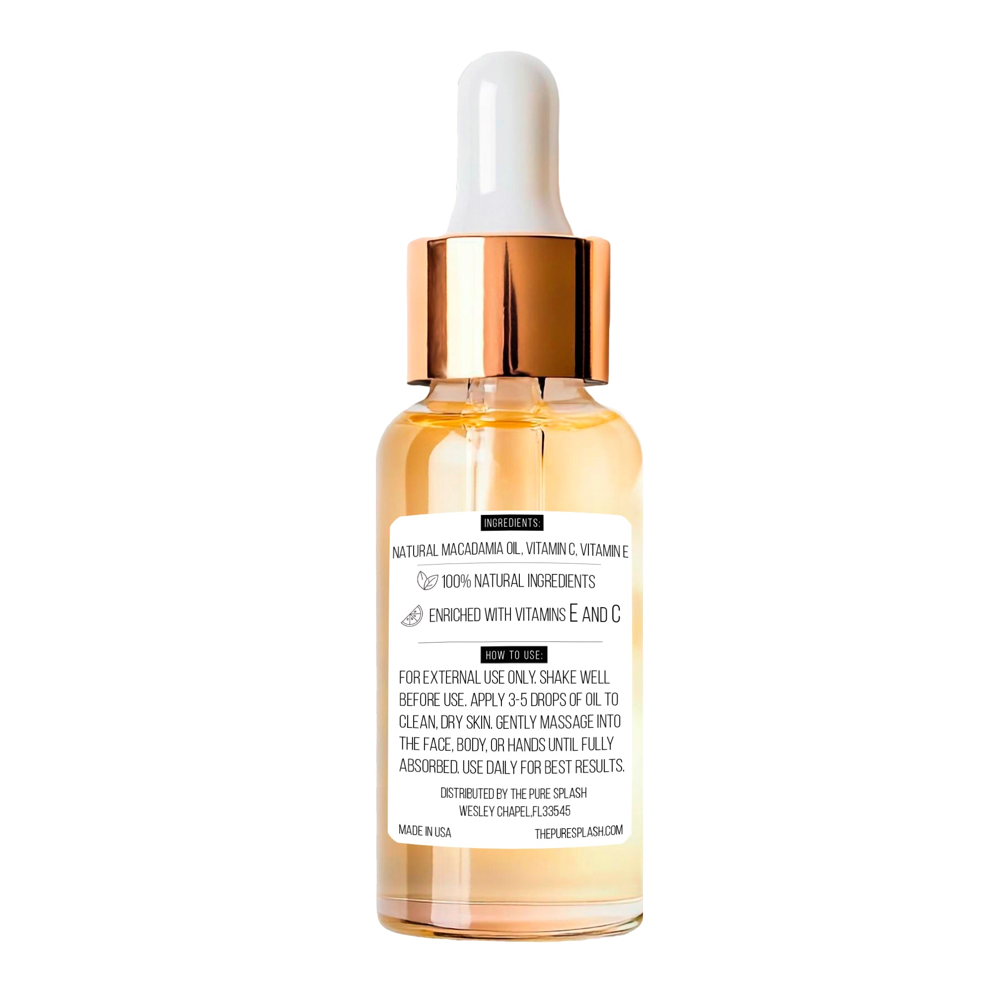 Macadamia Oil + Vitamins C & E | Hydrating & Nourishing Face & Body Oil | Natural Skincare for Dry Skin, Fine Lines, & Radiance | 100% Pure Ingredients | 2oz (60ml)