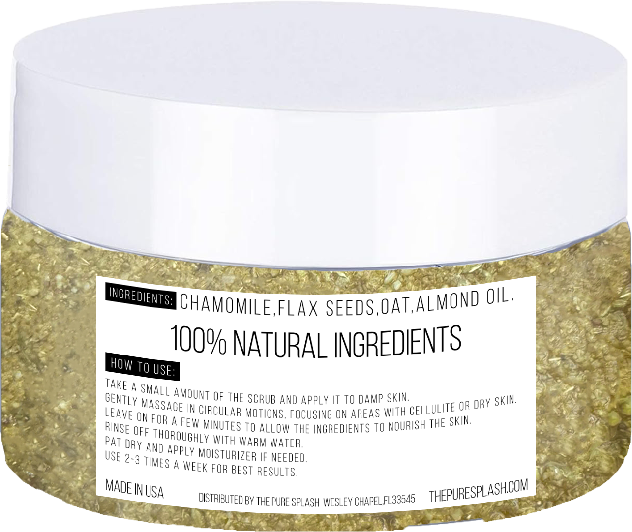 Herbal Body Scrub – Natural Exfoliating Scrub with Chamomile, Flax Seeds, Oat & Almond Oil | Deep Cleansing & Hydration | Smooths & Nourishes Skin | 8oz