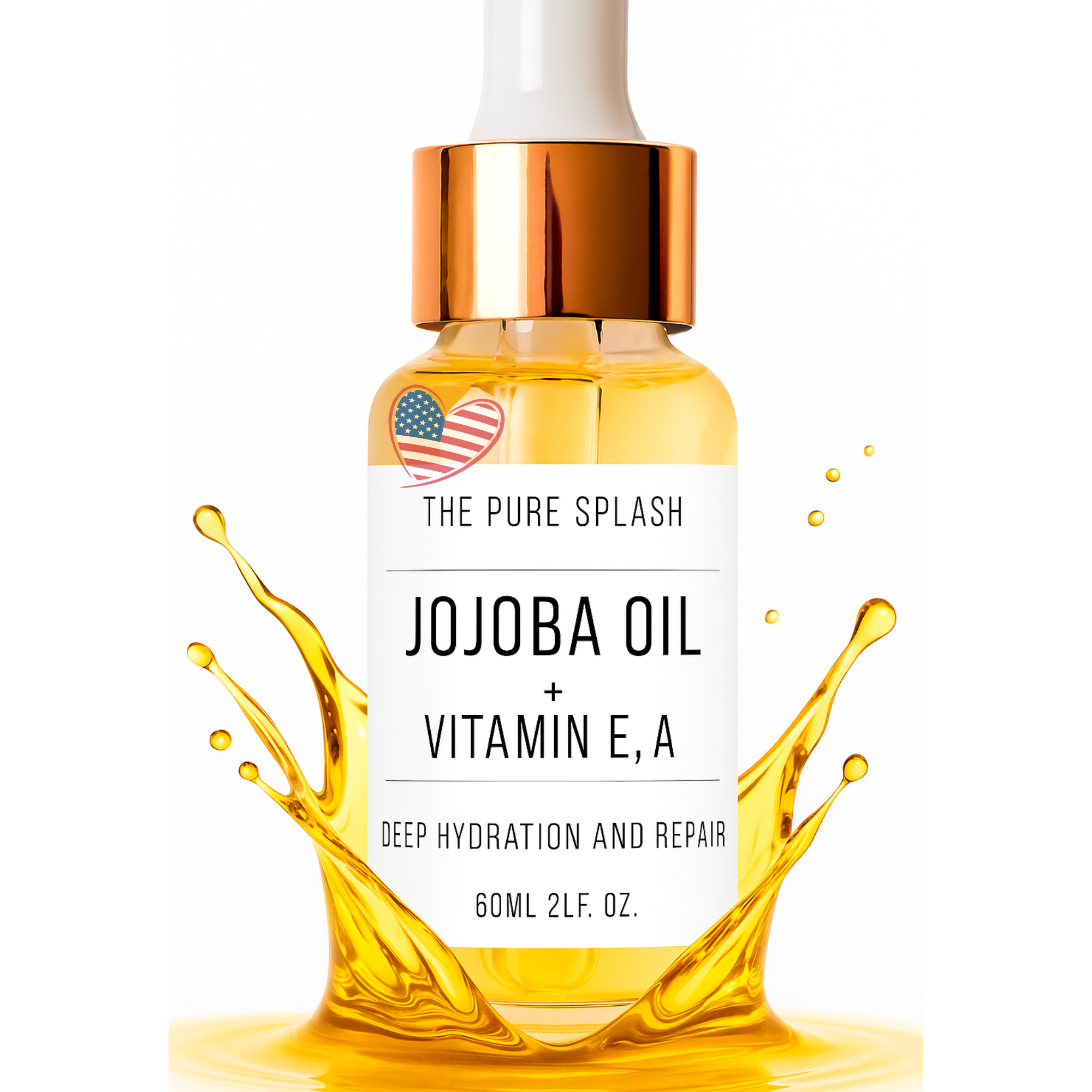 Jojoba Oil with Vitamins A and E – Natural Face and Body Oil | Deep Hydration & Repair | Non-Greasy, Lightweight Formula | Brightening and Anti-Aging Skincare | 60ml