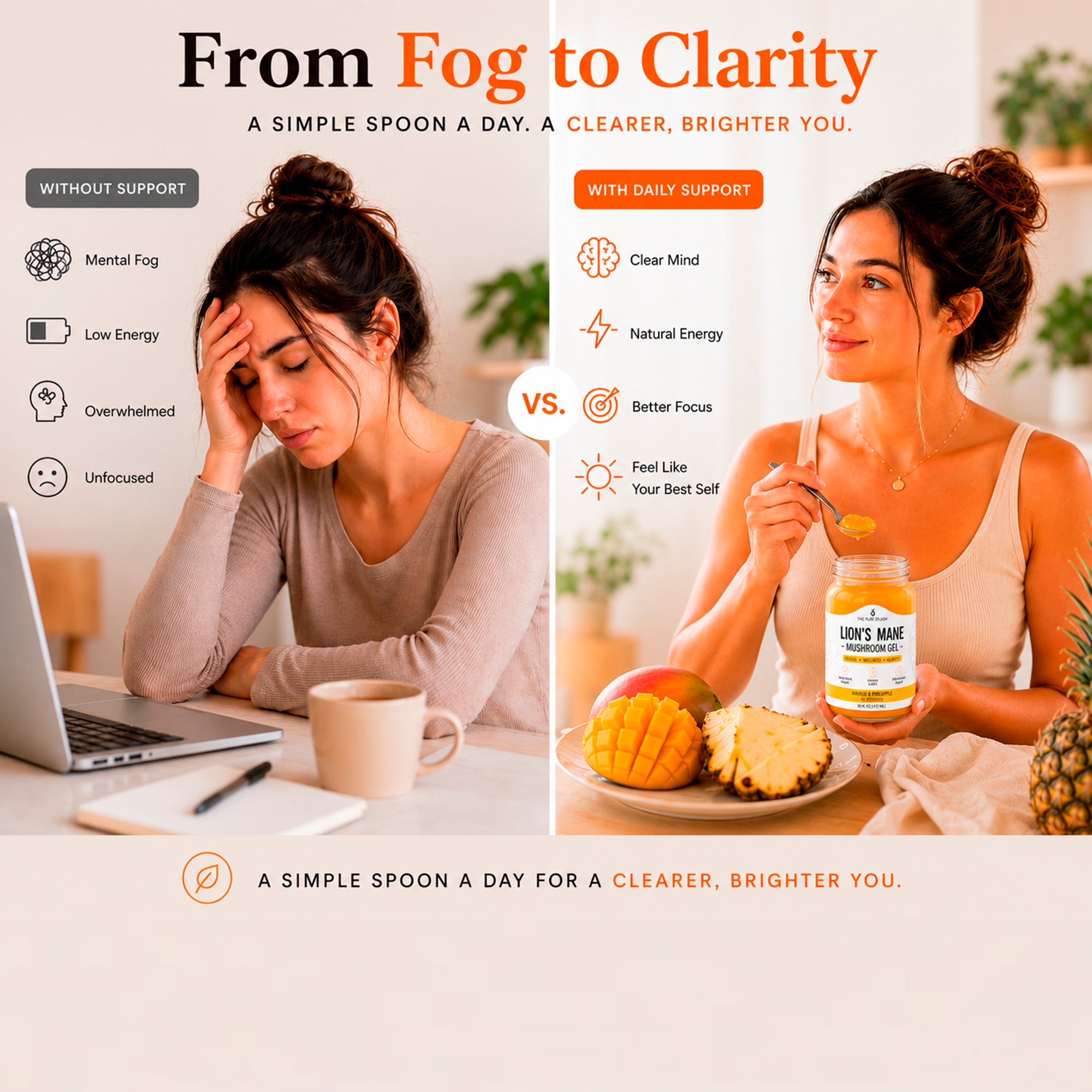 Lion’s Mane Mushroom Gel/Jam, Mango Pineapple Superfood Jelly, Natural Wellness Supplement, Focus Clarity Support, Small Batch Mushroom Blend