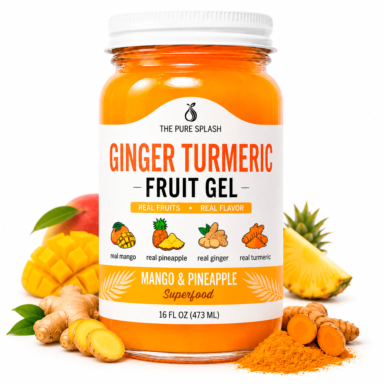 Ginger Turmeric Fruit Gel Mango Pineapple Fruit Spread Made in USA