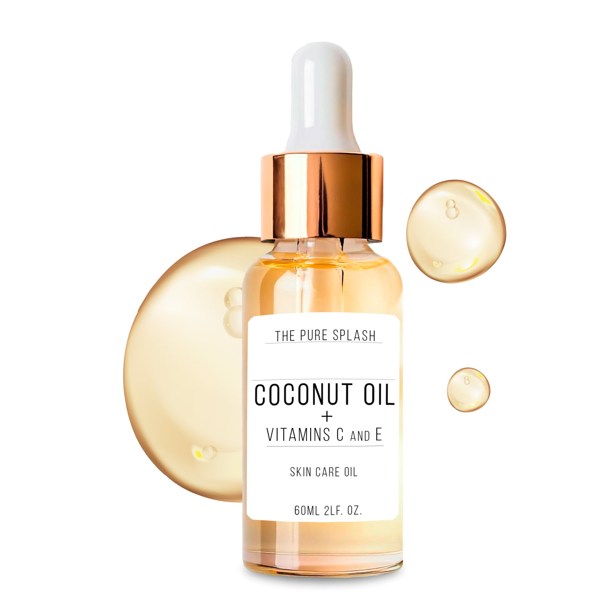 Coconut Oil with Vitamins C and E – Natural Skin Care Oil | Hydrating, Brightening & Anti-Aging for Face, Body, and Hands | Non-Greasy Formula | 60ml