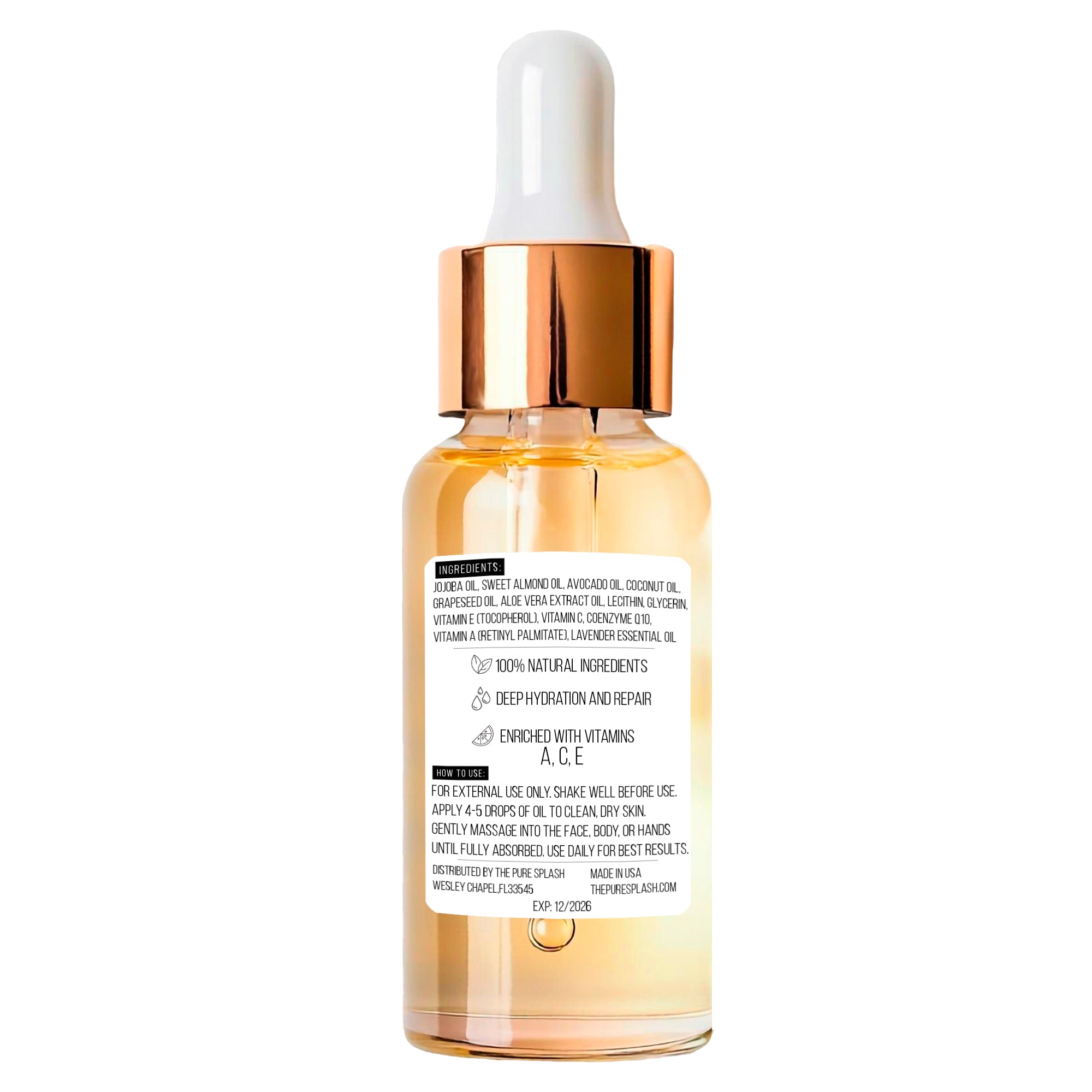 Skin Care Oil for Face and Body - Deep Hydration and Repair | Enriched with Natural Ingredients and Vitamins A, C, E | Moisturizing, Lightweight, and Non-Greasy Formula | 60ml 