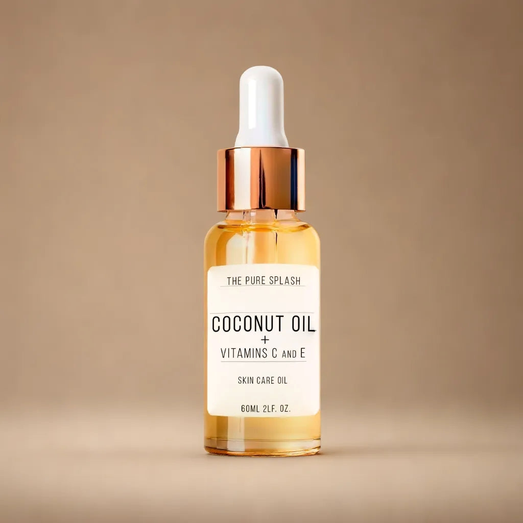 Coconut Oil with Vitamins C and E – Natural Skin Care Oil | Hydrating, Brightening & Anti-Aging for Face, Body, and Hands | Non-Greasy Formula | 60ml