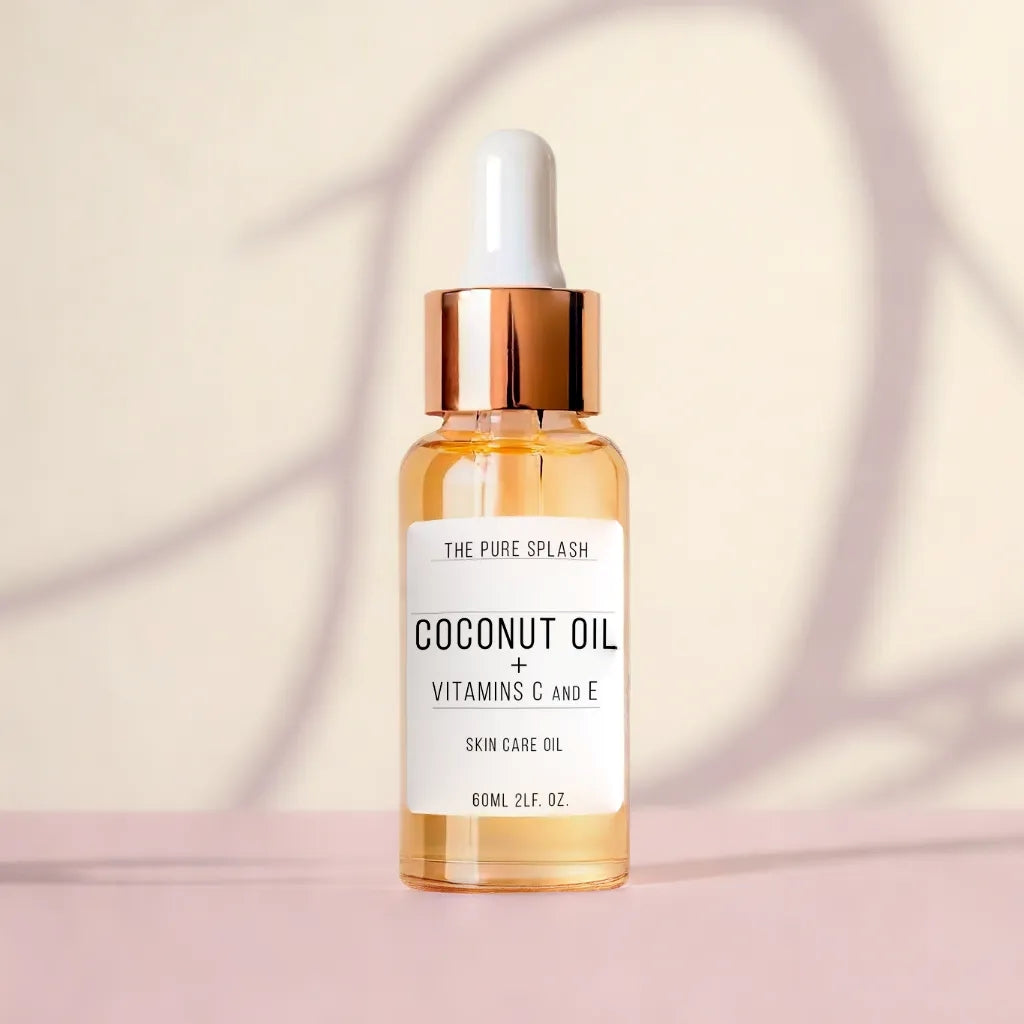 Coconut Oil with Vitamins C and E – Natural Skin Care Oil | Hydrating, Brightening & Anti-Aging for Face, Body, and Hands | Non-Greasy Formula | 60ml